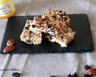 Granola barres aux miel, myrtilles et noix de pécan / Honey, blueberry and pecan granola bars