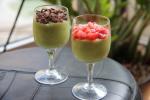 verrine végan, avocat dessert, avocat, coco, chocolat ou fraise