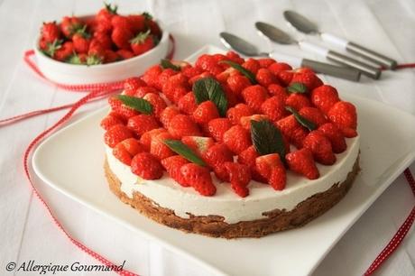 Cheesecake à ma façon , aux fraises, sans oeufs ni gluten.....