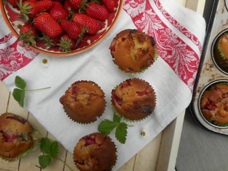Muffins fraises~chocolat blanc