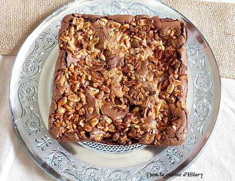 Brownie au beurre de cacahuète et son crunchy de cacahuète / Peanut butter brownie and its peanut crunchy