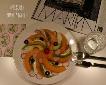 Salade improvisée melon, avocat, mozzarella