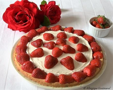 Tarte sablée aux fraises, crème mascarpone, Bio, sans oeufs, sans gluten