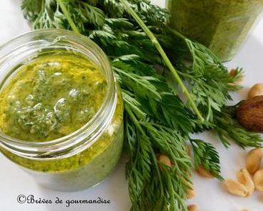 Pesto aux fanes de carottes, noix et cacahuètes {Recette Zéro Déchet}
