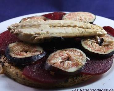 Tartes fines betterave, figue et filet de maquereau aux agrumes