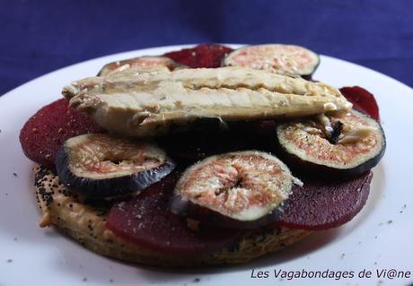 Tartes fines betterave, figue et filet de maquereau aux agrumes