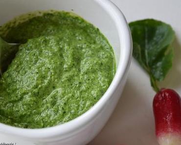 Pesto de fanes de radis