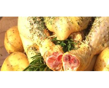 Poulet rôti au romarin et à l’origan