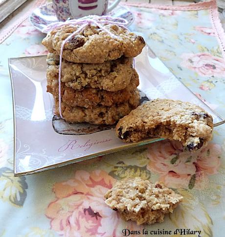 Oatmeal cookies aux raisins secs et noix de pécan / Raisins and pecans oatmeal cookies