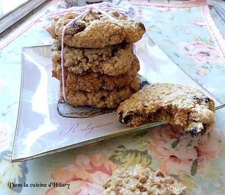 Oatmeal cookies aux raisins secs et noix de pécan / Raisins and pecans oatmeal cookies