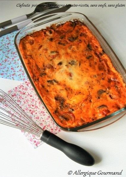 Clafoutis Bio aux poivrons,champignons, tomates cerises, ricotta, sans oeufs, gluten....