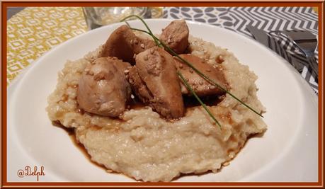 Risotto au poulet laqué à la bière