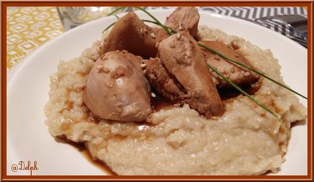 Risotto au poulet laqué à la bière