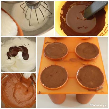 Bâtonnets de mousse au chocolat glacée