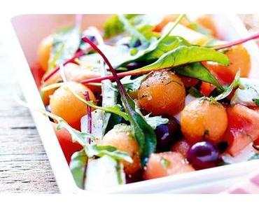 Salade de melon, pastèque à la menthe et feta