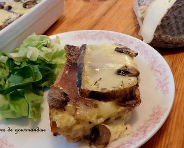 Pain perdu salé au jambon cru et Saint-Nectaire fermier {Recette Zéro Déchet}