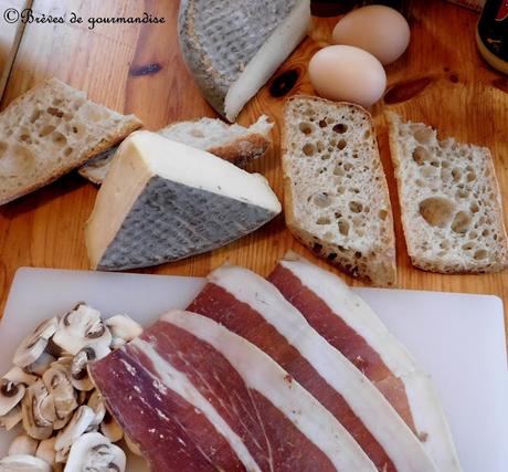 Pain perdu salé au jambon cru et Saint-Nectaire fermier {Recette Zéro Déchet}