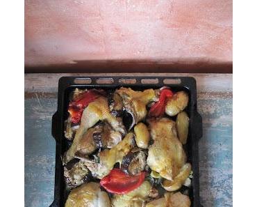 Poulet au four aux légumes grillés