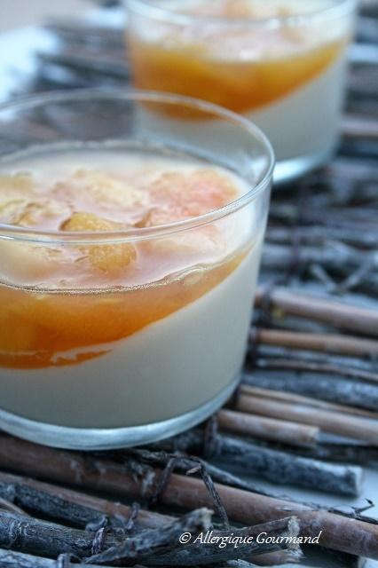 Panna cotta Bio et sa gelée de pêches, sans oeufs, gluten.....