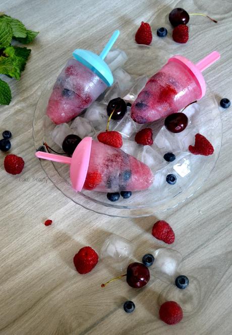 Popsicles à la Framboise, Myrtille, Cerise (Glace à l'eau fruits rouges)