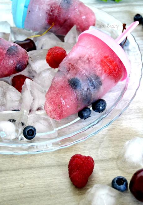 Popsicles à la Framboise, Myrtille, Cerise (Glace à l'eau fruits rouges)