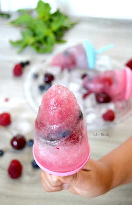 Popsicles à la Framboise, Myrtille, Cerise (Glace à l'eau fruits rouges)