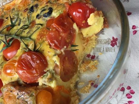 Clafoutis aux tomates cerise et aux olives {Défi Culinaire #18}