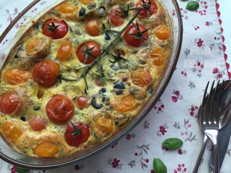 Clafoutis aux tomates cerise et aux olives {Défi Culinaire #18}