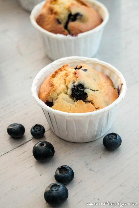 Muffins aux myrtilles - ©www.cuisinedetouslesjours.com