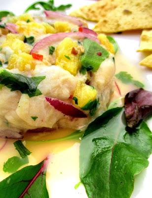 Ceviche de Daurade Exotique, Ananas / Avocat & Chips de Tortillas