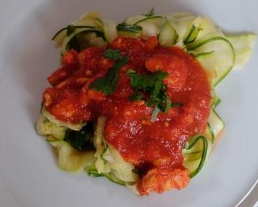 Bolognaise végétalienne et ses tagliatelles de courgettes