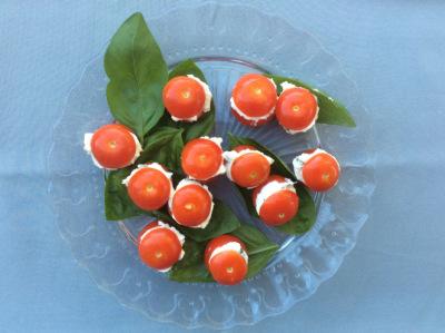 tomates cerises ricotta basilic
