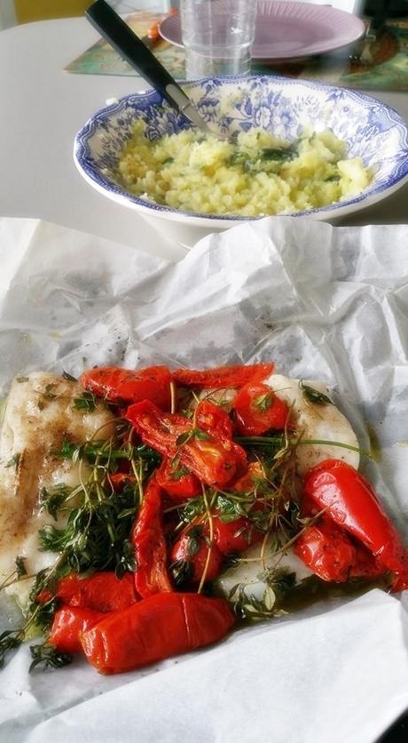 QUI TOQUE!!! Poisson blanc aux tomates séchées, purée à la courgette