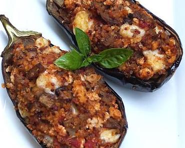 Aubergines farcies au poulet et quinoa façon saveurs d'été / Stuffed eggplant with chicken and quinoa