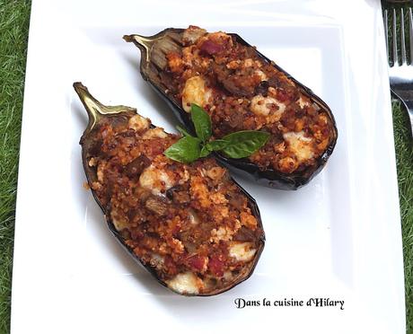 Aubergines farcies au poulet et quinoa façon saveurs d'été / Stuffed eggplant with chicken and quinoa