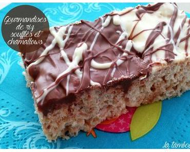 Barres de riz soufflés, chamallow et chocolat