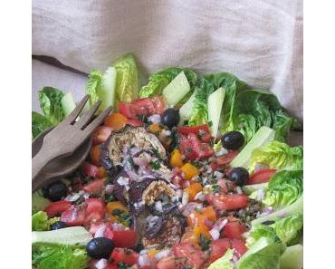 Salade de lentilles, carottes et aubergines