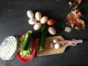 Omelette aux courgettes et retour à la maison