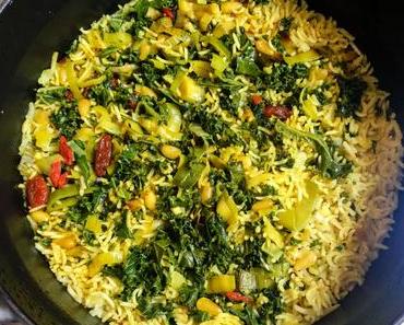 Départ pour l’Inde… – Riz au kale, façon pulāo
