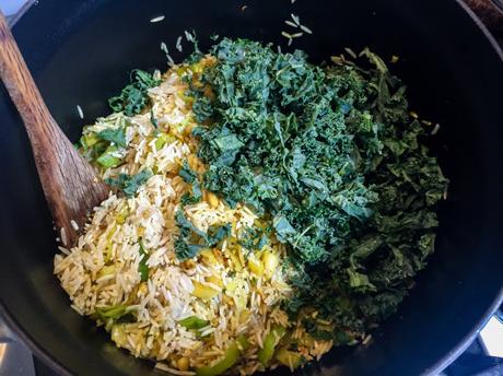 Départ pour l’Inde… – Riz au kale, façon pulāo