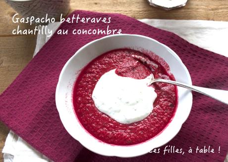 Gaspacho de betterave, chantilly au concombre