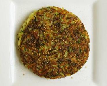 Galette de pomme de terre et de courgette aux graines de carvi et de moutarde