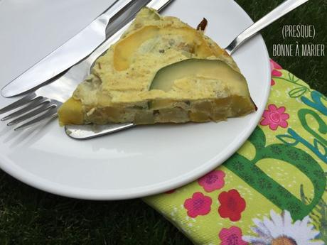 Quiche renversée aux courgettes, à l’estragon et au curry