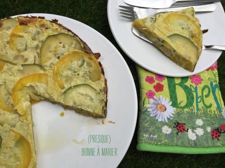 Quiche renversée aux courgettes, à l’estragon et au curry