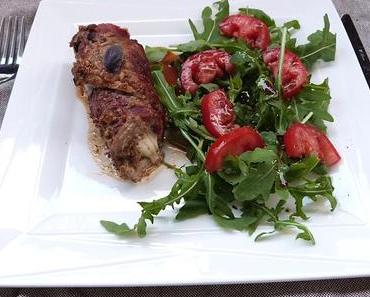 Veau façon saltimbocca à la bresaola, caviar d'aubergine et mozzarella / Veal, eggplant caviar, bresaola and mozzarella like a saltimbocca