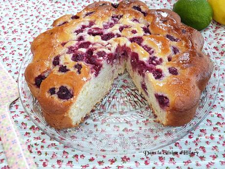 Gâteau fondant citron, citron vert et framboises / Raspberies, lemon and lime soft cake