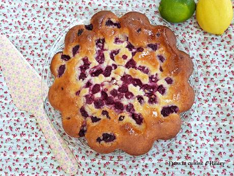 Gâteau fondant citron, citron vert et framboises / Raspberies, lemon and lime soft cake