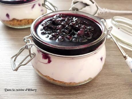 Cheesecake aux myrtilles en verrines et sans cuisson / Blueberry no bake cheesecake