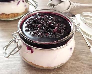 Cheesecake aux myrtilles en verrines et sans cuisson / Blueberry no bake cheesecake