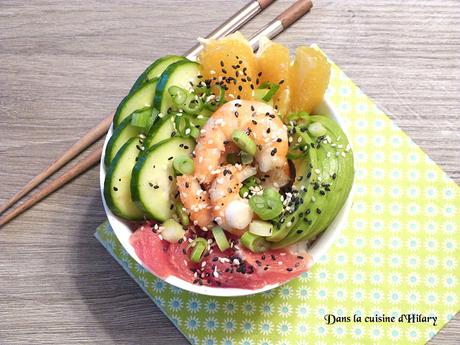 Poke bowl à la crevette marinée / Marinated shrimp poke bowl